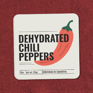 Modern Dehydrated Chilli Peppers Label Sticker