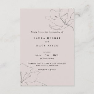 Modern Delicate Blush Pink Floral Wedding Invitation