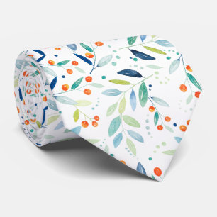 Modern Delicate Botanical Pattern Illustration Tie