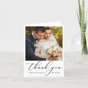 Modern Delicate Calligraphy Wedding Note Thank You Card