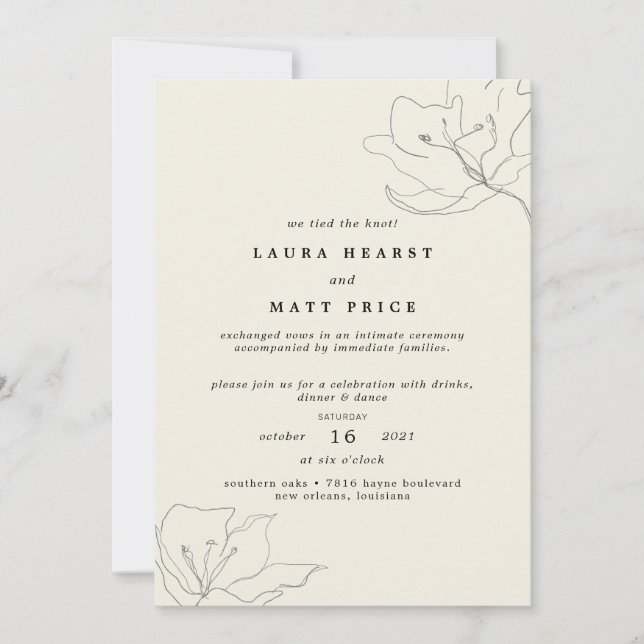 Modern Delicate Eggshell Floral Elopement Invitation (Front)