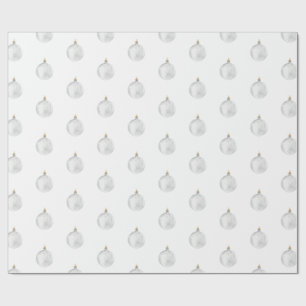 Modern Delicate Pale White Christmas Bulb Gift Wrapping Paper