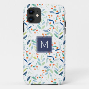 Modern Delicate Pastel Tones Botanical Pattern iPhone 11 Case