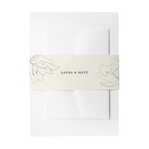 Modern Delicate Soft Eggshell Floral Invitation Belly Band