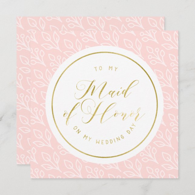 Modern Delicate | "To my maid of honour" Invitation (Front/Back)