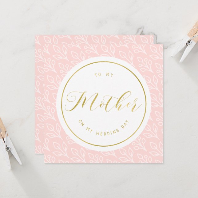 Modern Delicate | To my mother on my wedding day Card (Front/Back In Situ)