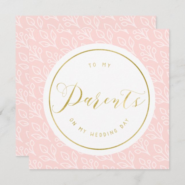 Modern Delicate | "To my parents" wedding day Invitation (Front/Back)