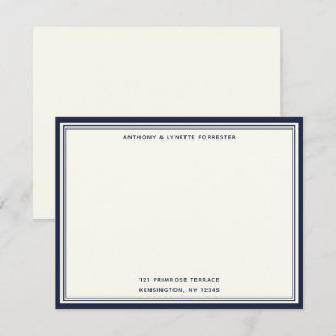 Modern Denim Blue Border Name & Address Note Card