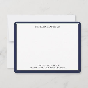 Modern Denim Blue Double Border Flat Card