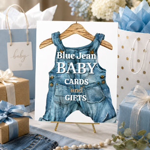 Modern Denim Blue Jean Baby Boy Baby Shower Poster
