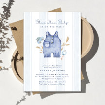Modern Denim Blue Jean Stripes Baby Shower 
