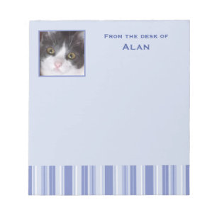 Modern Denim Blue Stripes with Photo Insert Notepad