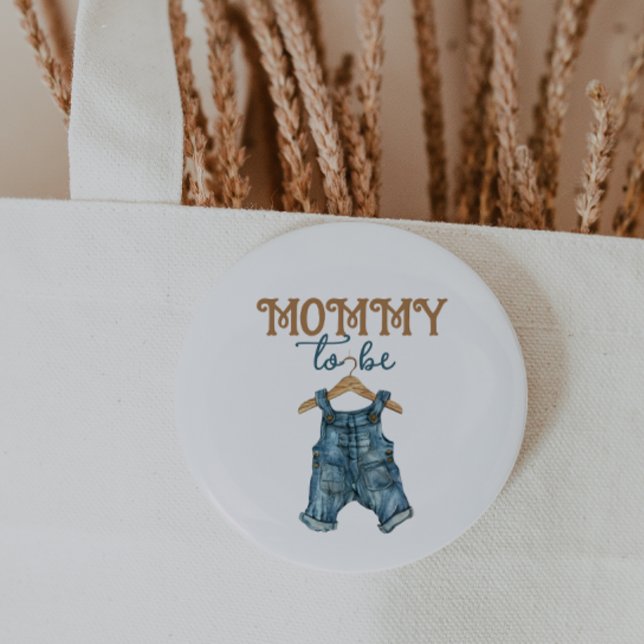Modern Denim Boy Blue Jean Baby Shower 3 Cm Round Badge (Creator Uploaded)