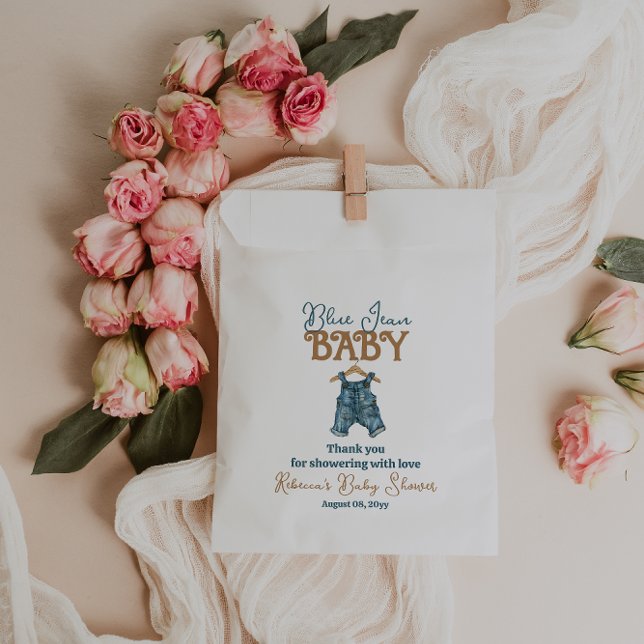 Modern Denim Boy Blue Jean Baby Shower Favour Bag (Creator Uploaded)