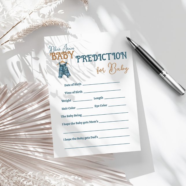 Modern Denim Boy Blue Jean Baby Shower Prediction Flyer (Creator Uploaded)