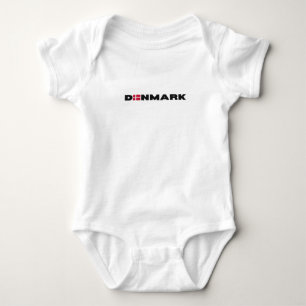 Modern Denmark danish Flag Simple Letter Baby Bodysuit