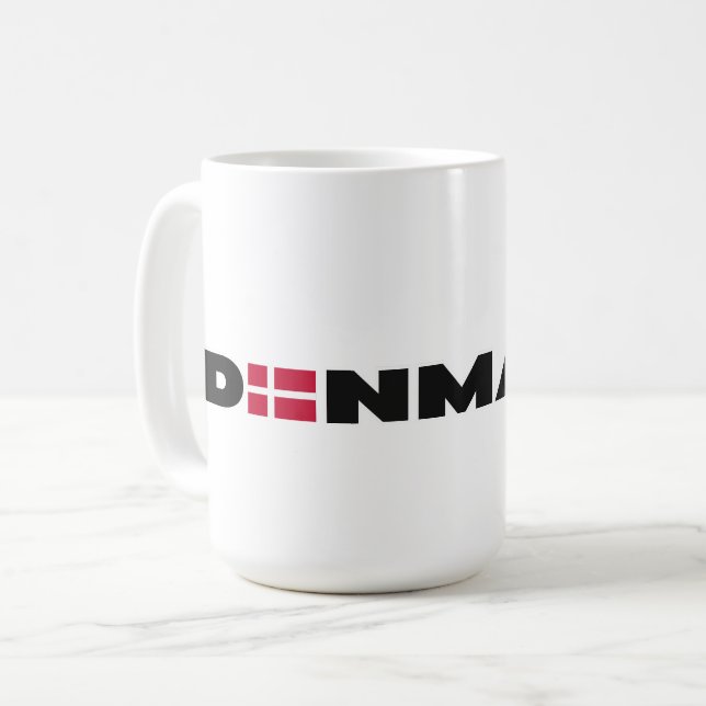 Modern Denmark danish Flag Simple Letter Coffee Mug (Front Left)