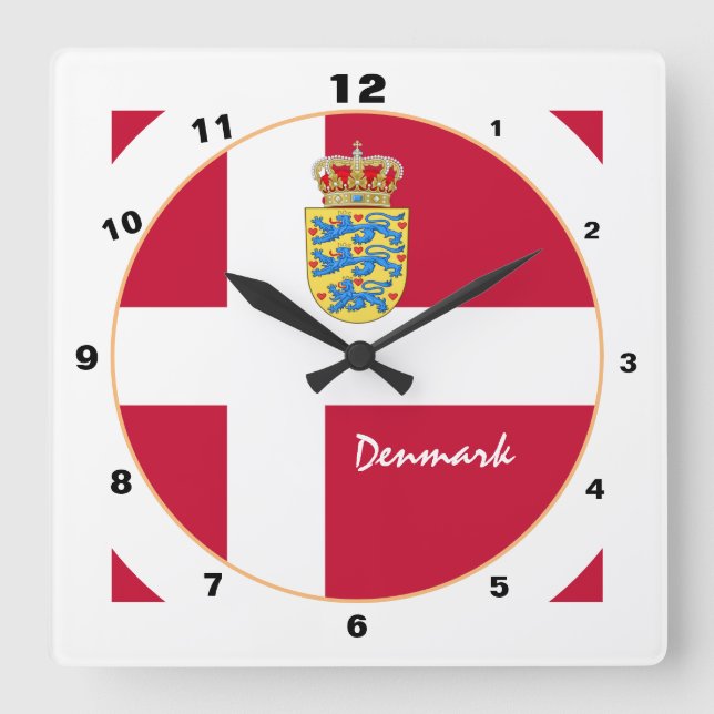 Modern Denmark, Danish Flag trendy Home / design Square Wall Clock (Front)
