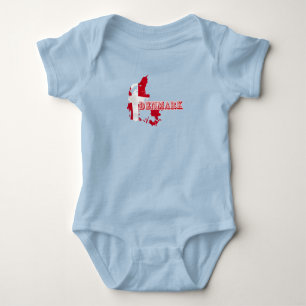 Modern Denmark Danish Letter MAP Flag Souvenir  Baby Bodysuit