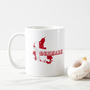 Modern Denmark Danish Letter MAP Flag Souvenir  Coffee Mug