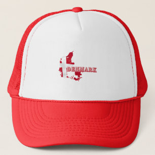Modern Denmark Danish Letter MAP Flag Souvenir  Trucker Hat