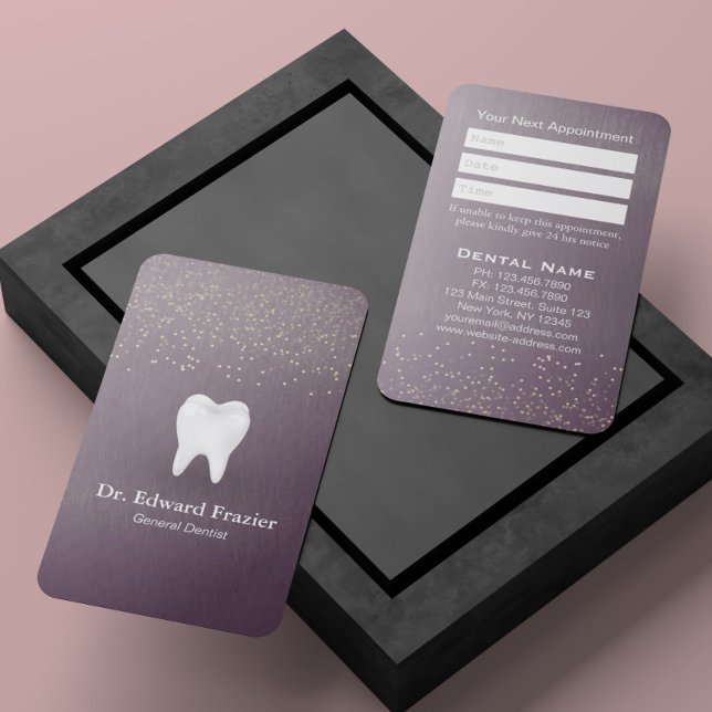 Modern Dental Care Dentist Appointment Purple Gold Card (Creator Uploaded)