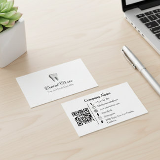 Modern Dental Clinic Logo QR Code Business Card
