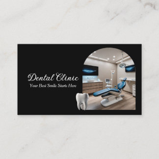Modern Dental Clinic QR Code black and white Business Card