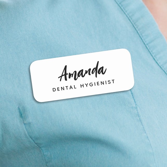 Modern Dental Hygienist Script Name Tag (Creator Uploaded)