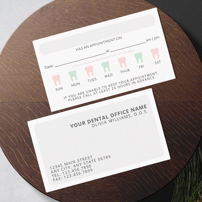 Modern Dental Tooth Appointment Reminder Card (Creator Uploaded)