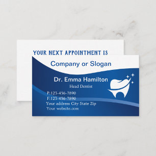 Modern Dental Tooth Logo Appointment Business Card