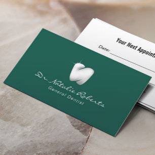 Modern Dental Tooth Logo Elegant Teal Dentist Appointment Card