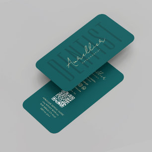 Modern Dentist Dental Dark Teal Gold Orthodontist Business Card