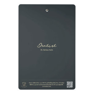 Modern Dentist Gold Tooth Dark Blue Grey Mini Clipboard