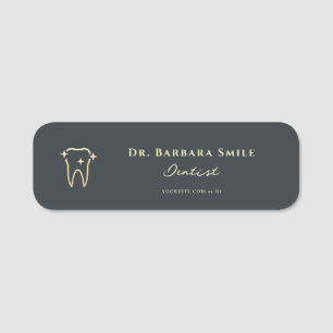 MODERN DENTIST ORTHODONTIST DENTAL GOLD TOOTH NAME TAG
