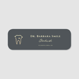 MODERN DENTIST ORTHODONTIST DENTAL GOLD TOOTH NAME TAG