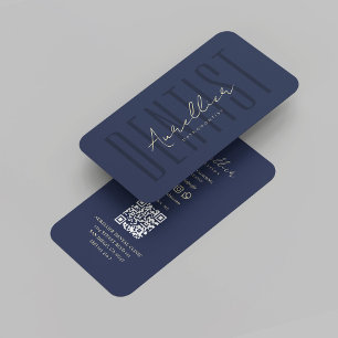 Modern Dentist Orthodontists Dental Monogram Blue Business Card