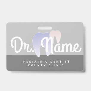 Modern Dentist Paediatrician Dental Tooth Ombre ID Badge