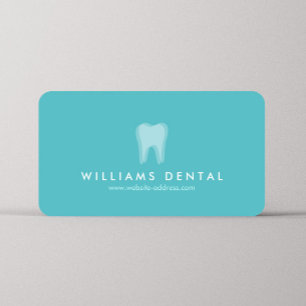 Modern Dentist Tooth Logo on Aqua Blue Business Ca Business Card