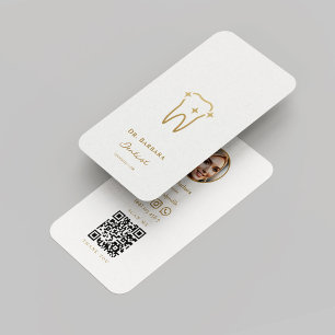 Modern Dentist White Gold Dental Orthodontist Business Card