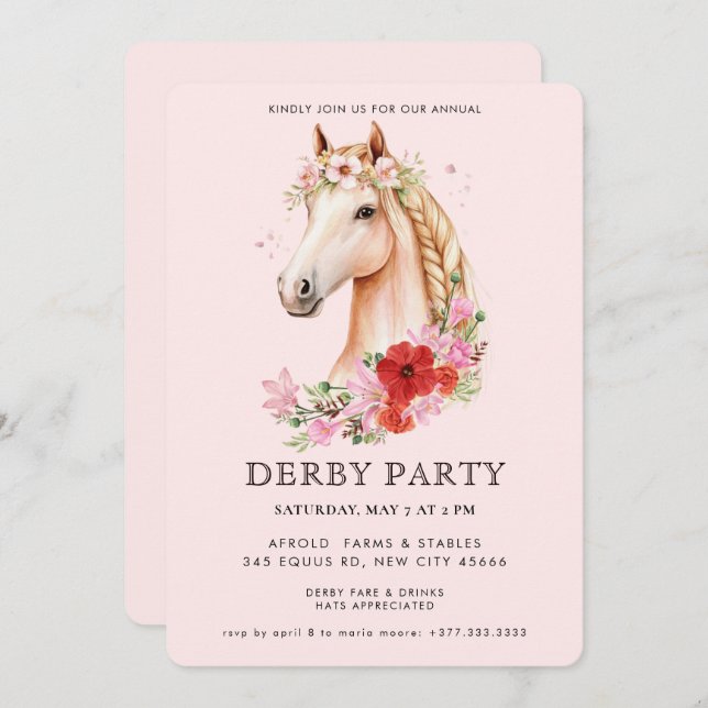 Modern  Derby Party  Invitation (Front/Back)