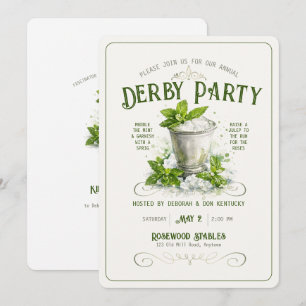 Modern Derby Party Watercolor Mint Julep Elegant Invitation