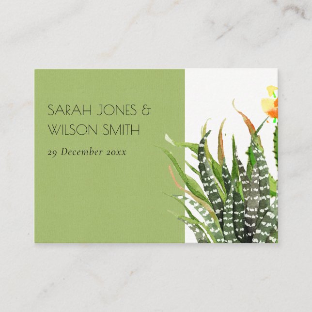 MODERN DESERT CACTUS FLORAL GARDEN WATERCOLOR PLACE CARD (Front)