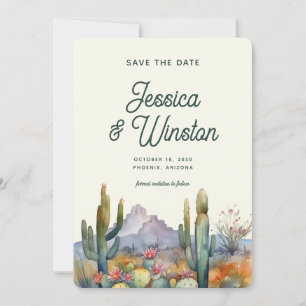 Modern Desert Cactus QR code Save the Date  Invitation