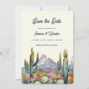 Modern Desert Cactus  Save the Date Invitation