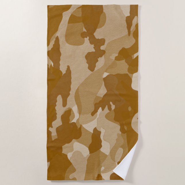 Modern Desert Earth-Tone Camouflage Pattern Beach Towel (Front)