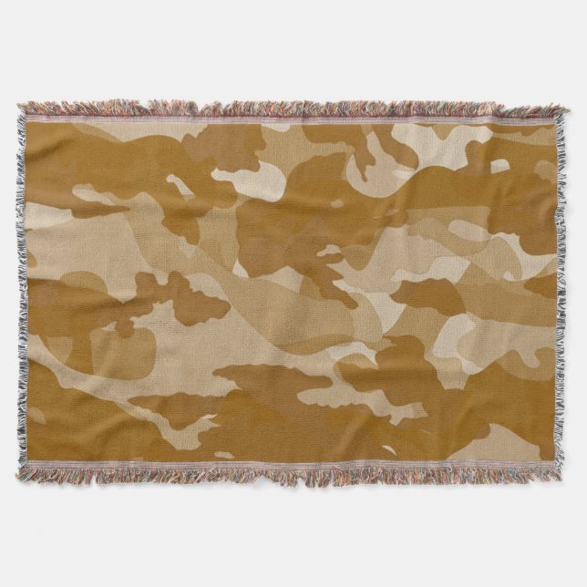 Modern Desert Earth-Tone Camouflage Pattern Throw Blanket (Front)