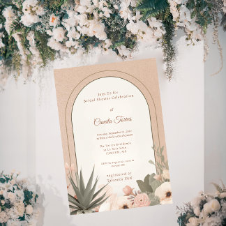 Modern Desert Flowers Botanical Bridal Shower Invitation