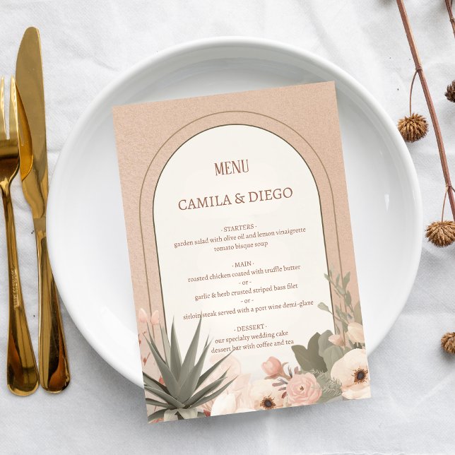Modern Desert Flowers Botanical Elegant Wedding Menu (Creator Uploaded)