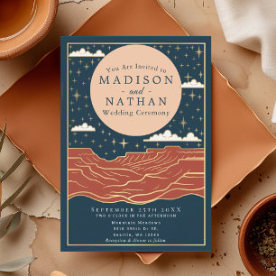 Modern Desert Moon Canyon Wedding Invitation